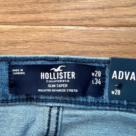 NWT Hollister Jeans Men's Size 28x34 Slim Taper Advanced Stretch Medium Wash - Picture 4 of 11